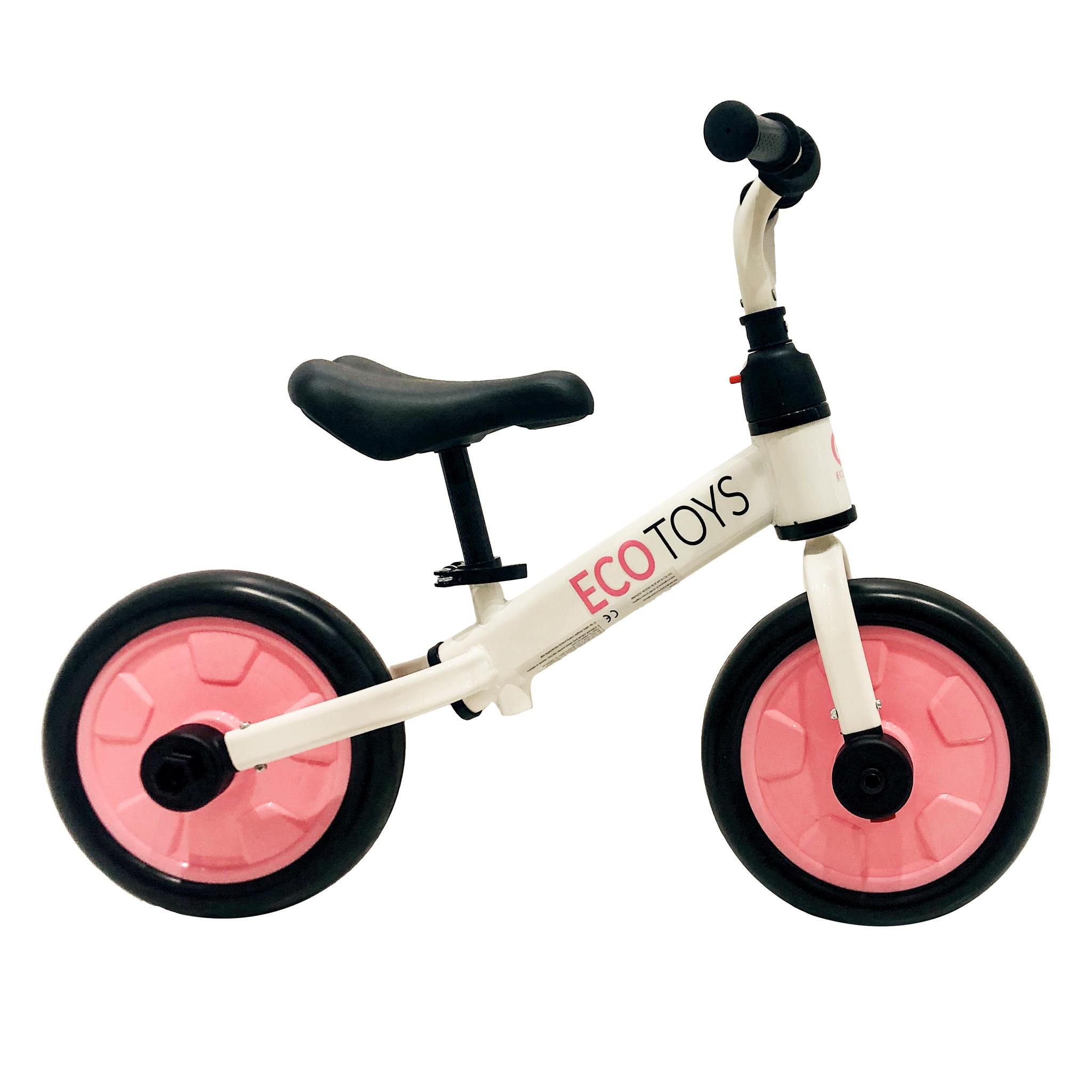 Loopfiets met Duwstang (30kg) - Wit/Roze - Nu 40% Korting!