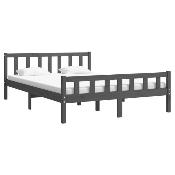 VidaXL Massief Hout Bedframe Grijs 140x200cm | 55% KORTING!