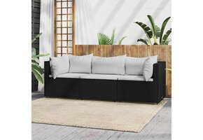 vidaXL 3-delige Loungeset Poly Rattan Zwart | 51% Korting!