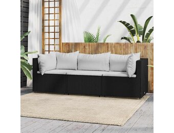 vidaXL 3-delige Loungeset Poly Rattan Zwart | 51% Korting!