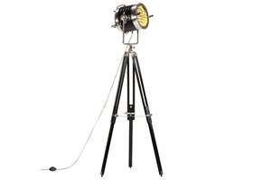 vidaXL Driepoot Vloerlamp Mangohout Zwart - Nu 67% Korting!