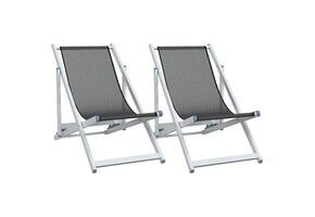 vidaXL Strandstoelen Inklapbaar 2 st Grijs - 61% Korting!