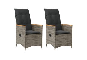 VidaXL Tuinstoelen (2x) Grijs - 64% Korting! Verstelbaar & Met Kussens