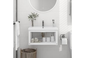 vidaXL Wastafelframe wandgemonteerd 59x38x31 cm ijzer wit