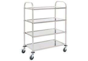 vidaXL Keukentrolley 4-laags 107x55x125 cm roestvrij staal