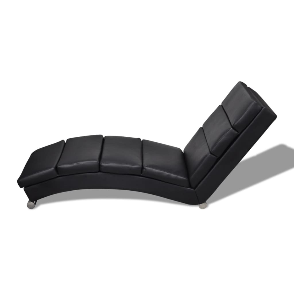 vidaXL Chaise longue Kunstleer Zwart - 56% Korting! Ergonomisch & Comfortabel