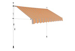 VidaXL Luifel 300cm Geel/Blauw Gestreept - Handmatig Uittrekbaar (46% Korting!)