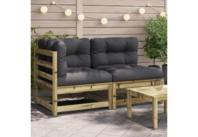 vidaXL Tuinbank 2-zits met kussens geïmpregneerd grenenhout