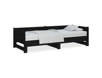 VidaXL Uitschuifbare Slaapbank Grenenhout Zwart 55% Korting!