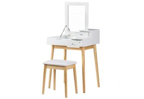 Houten Kaptafel Wit met Klapspiegel & Lades | -46% | Slechts 1 Stuk!