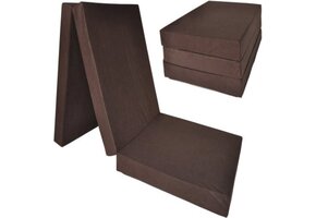 Logeermatras extra dik - bruin - camping matras - reismatras - opvouwbaar matras - 195 x 80 x 15