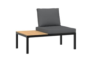 VidaXL Tuinbank Aluminium Zwart met Kussens - Nu 65% Korting!