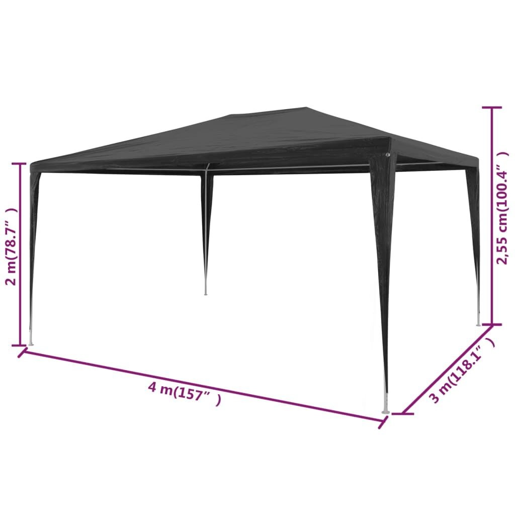 vidaXL Partytent 3x4m PE Antraciet - 35% Korting!
