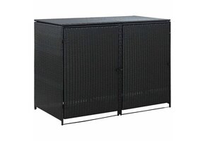 VidaXL Containerberging Dubbel Poly Rattan Zwart - 40% Korting!