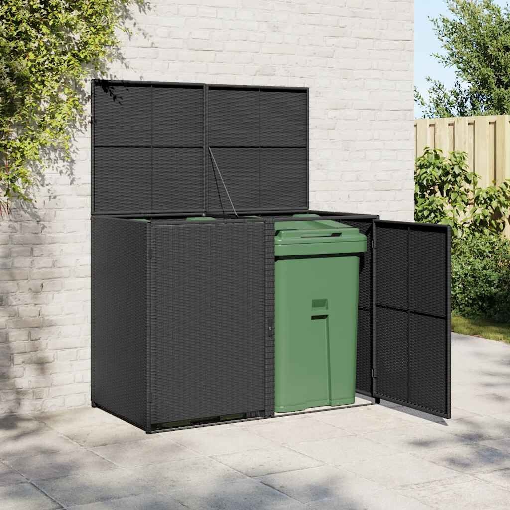 VidaXL Containerberging Dubbel Poly Rattan Zwart - 40% Korting!