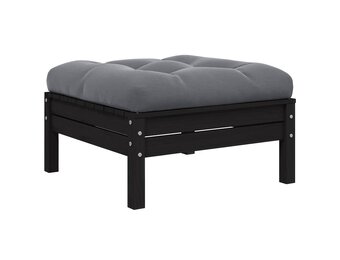 VidaXL Grenenhout Voetenbank Wit met Antraciet Kussen | -55% Korting!