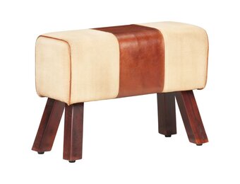 VidaXL Turnbok Bankje - Echt Leer & Mangohout - 58cm - Bruin - 40% Korting!