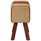 VidaXL Turnbok Bankje - Echt Leer & Mangohout - 58cm - Bruin - 40% Korting!