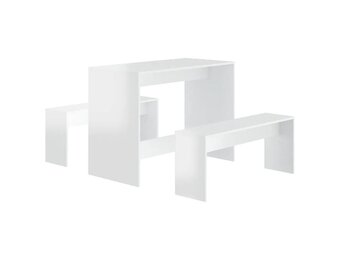 VidaXL 3-delige Eethoekset Hoogglans Wit - 40% Korting! Nog 1 beschikbaar!