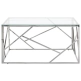 VidaXL Salontafel Roestvrijstaal & Gehard Glas (Zilver) - 35% Korting!