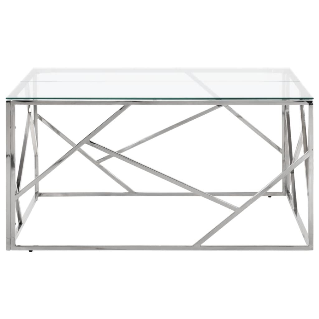 VidaXL Salontafel Roestvrijstaal & Gehard Glas (Zilver) - 35% Korting!