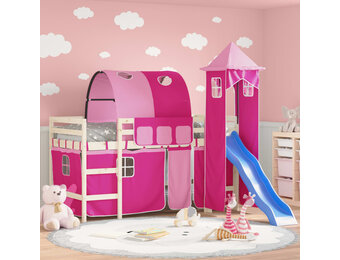 vidaXL Hoogslaper Gordijnset met Tunnel & Toren Roze - 90% Korting!