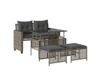VidaXL Loungeset Grijs - 4-delig met Kussens & Glas | 35% Korting