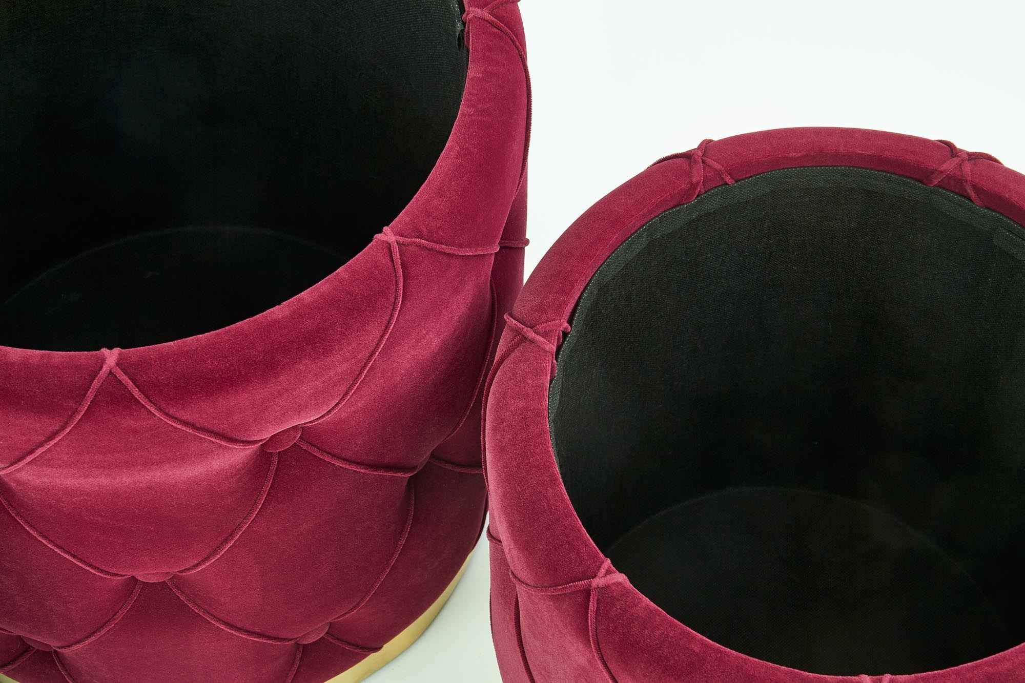 POLLY Poefs Set 2x - Bordeaux Fluweel - Opbergruimte - 56% Korting!