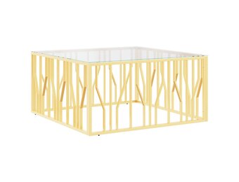 VidaXL Salontafel RVS & Glas Goud - 55% Korting! Slechts 1 Stuk