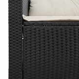 vidaXL 3-delige Loungeset met kussens poly rattan zwart