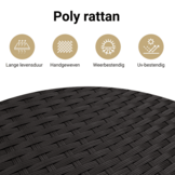 vidaXL 3-delige Loungeset met kussens poly rattan zwart