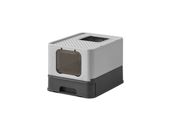 Feandrea Hidden Cat Litter Box, Cat Litter Tray with Hood, Slide-Out Tray, Scoop, Brush, Spacious for Large Cats, Max. Load 15 kg, Anti-Tracking, Anti-Leaking, Charcoal Grey and Dove Grey PPT001B01