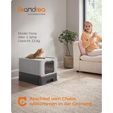 Feandrea Hidden Cat Litter Box, Cat Litter Tray with Hood, Slide-Out Tray, Scoop, Brush, Spacious for Large Cats, Max. Load 15 kg, Anti-Tracking, Anti-Leaking, Charcoal Grey and Dove Grey PPT001B01