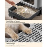 Feandrea Hidden Cat Litter Box, Cat Litter Tray with Hood, Slide-Out Tray, Scoop, Brush, Spacious for Large Cats, Max. Load 15 kg, Anti-Tracking, Anti-Leaking, Charcoal Grey and Dove Grey PPT001B01