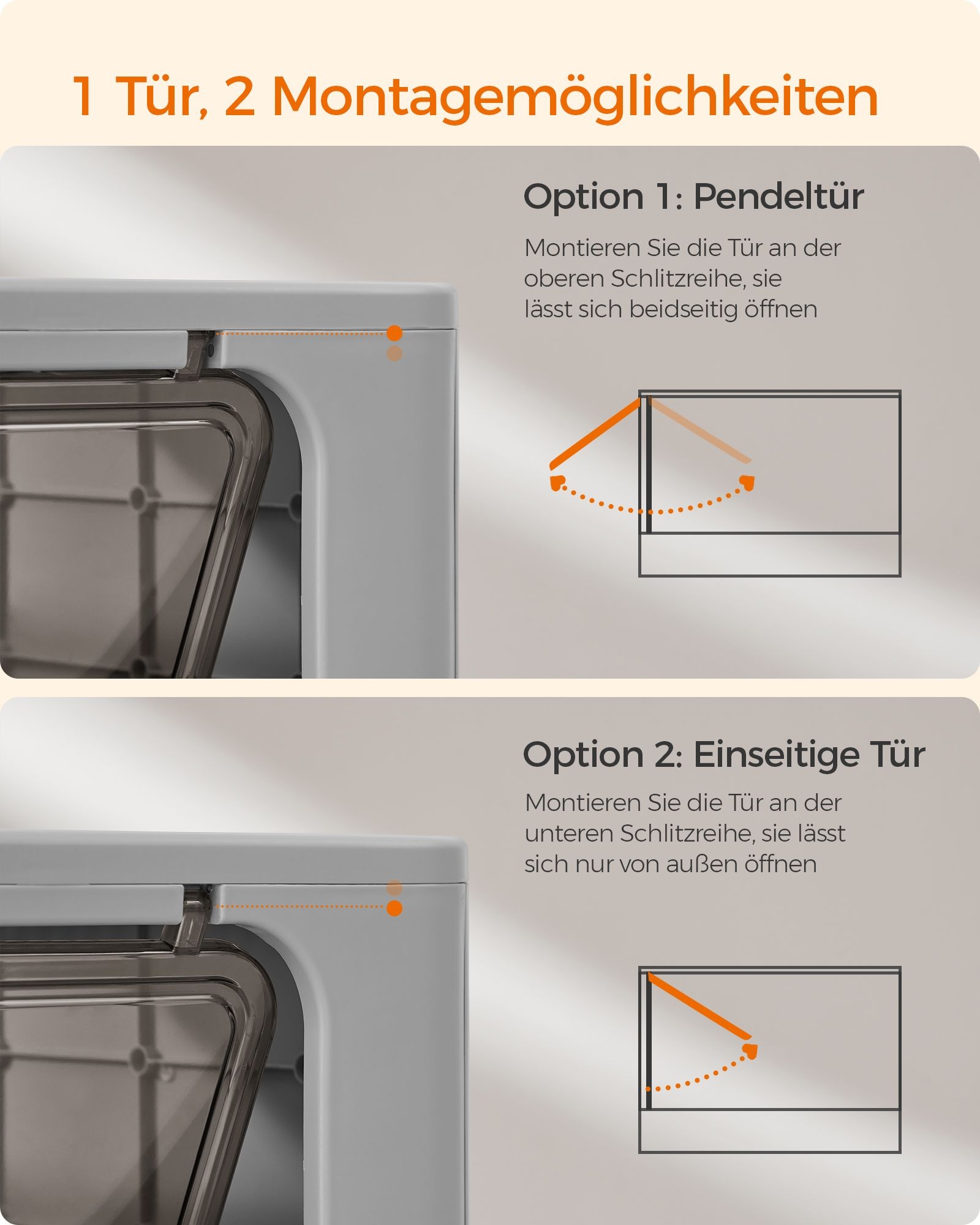 Feandrea Hidden Cat Litter Box, Cat Litter Tray with Hood, Slide-Out Tray, Scoop, Brush, Spacious for Large Cats, Max. Load 15 kg, Anti-Tracking, Anti-Leaking, Charcoal Grey and Dove Grey PPT001B01