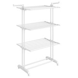 Droogrek Wit 4-laags 127x64x172cm Met Wielen Opvouwbaar Ruimtebesparend