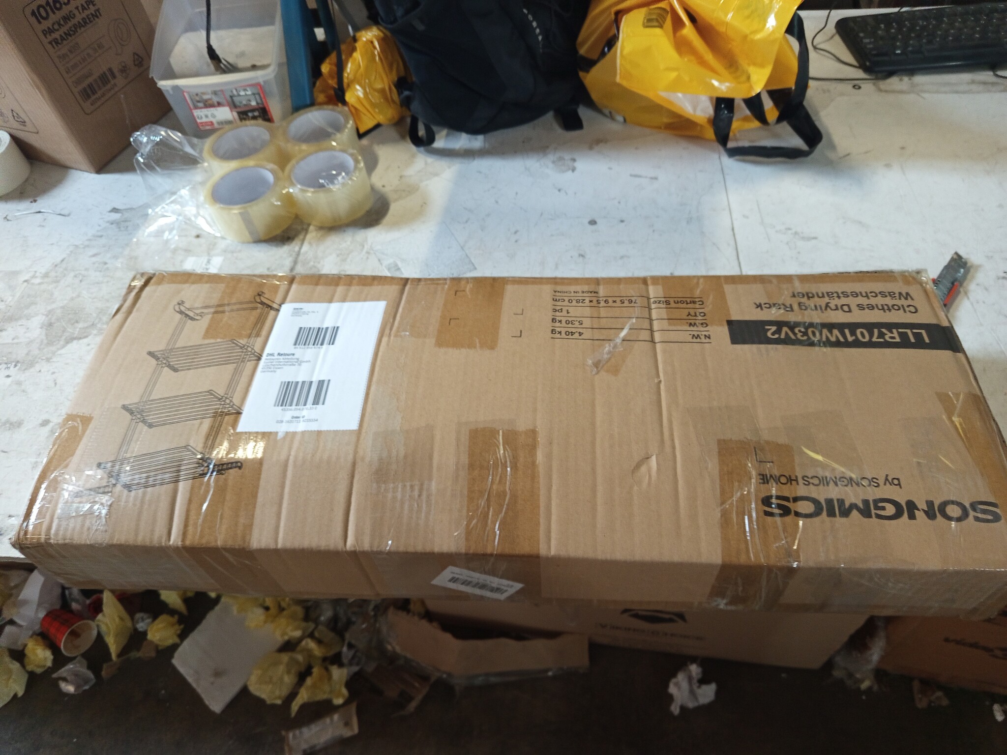 Droogrek Wit 4-laags 127x64x172cm Met Wielen Opvouwbaar Ruimtebesparend