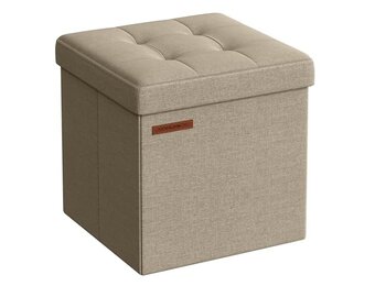 Ottoman met Opbergruimte Tan Imitatielinnen 30x30x30cm