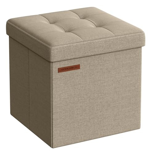 Ottoman met Opbergruimte Tan Imitatielinnen 30x30x30cm