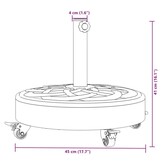 vidaXL Parasolvoet met wielen voor stok van Ø38 / 48 mm 27 kg rond