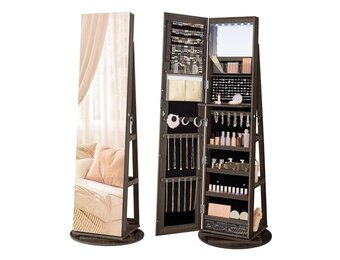 Sieradenkast Ash Brown 54.5cm met Spiegel & LED Verlichting