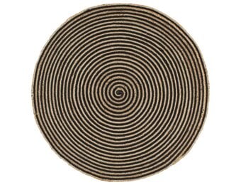 vidaXL Vloerkleed handgemaakt met spiraal ontwerp 120 cm jute zwart