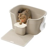 Extra Grote Kattenbak 75cm Cappuccino Beige Met Mat & Schep