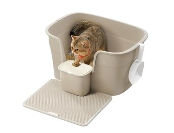 Extra Grote Kattenbak 75cm Cappuccino Beige Met Mat & Schep