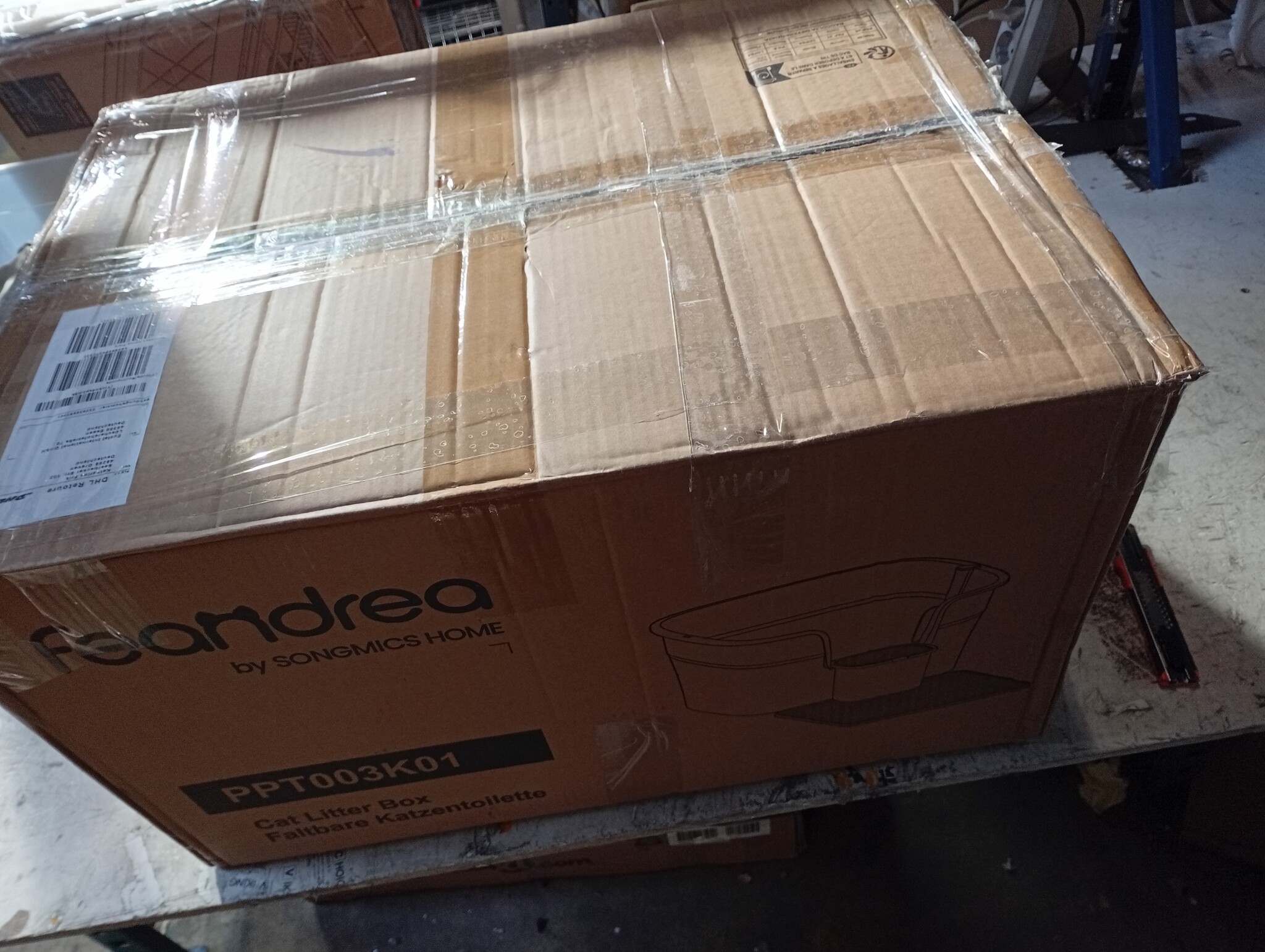 Extra Grote Kattenbak 75cm Cappuccino Beige Met Mat & Schep