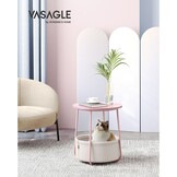 Ronde Bijzettafel Pastel Roze - 40% Korting! - Met Opbergmand