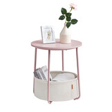 Ronde Bijzettafel Pastel Roze - 40% Korting! - Met Opbergmand