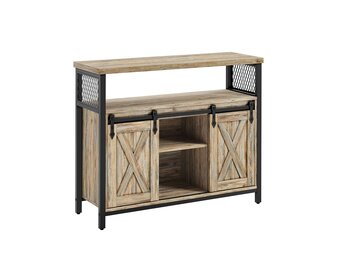 VASAGLE Sideboard - 40% Korting! Keukenkast met Schuifdeuren, Turquoise Bruin & Zwart