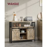 VASAGLE Sideboard - 40% Korting! Keukenkast met Schuifdeuren, Turquoise Bruin & Zwart