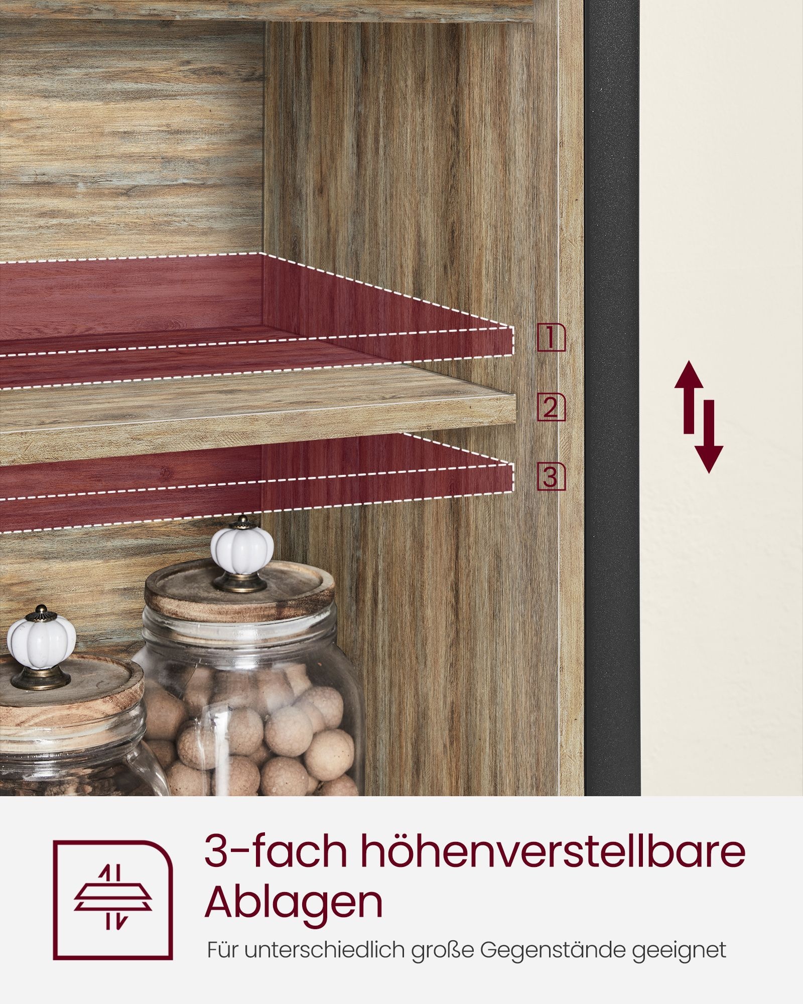 VASAGLE Sideboard - 40% Korting! Keukenkast met Schuifdeuren, Turquoise Bruin & Zwart